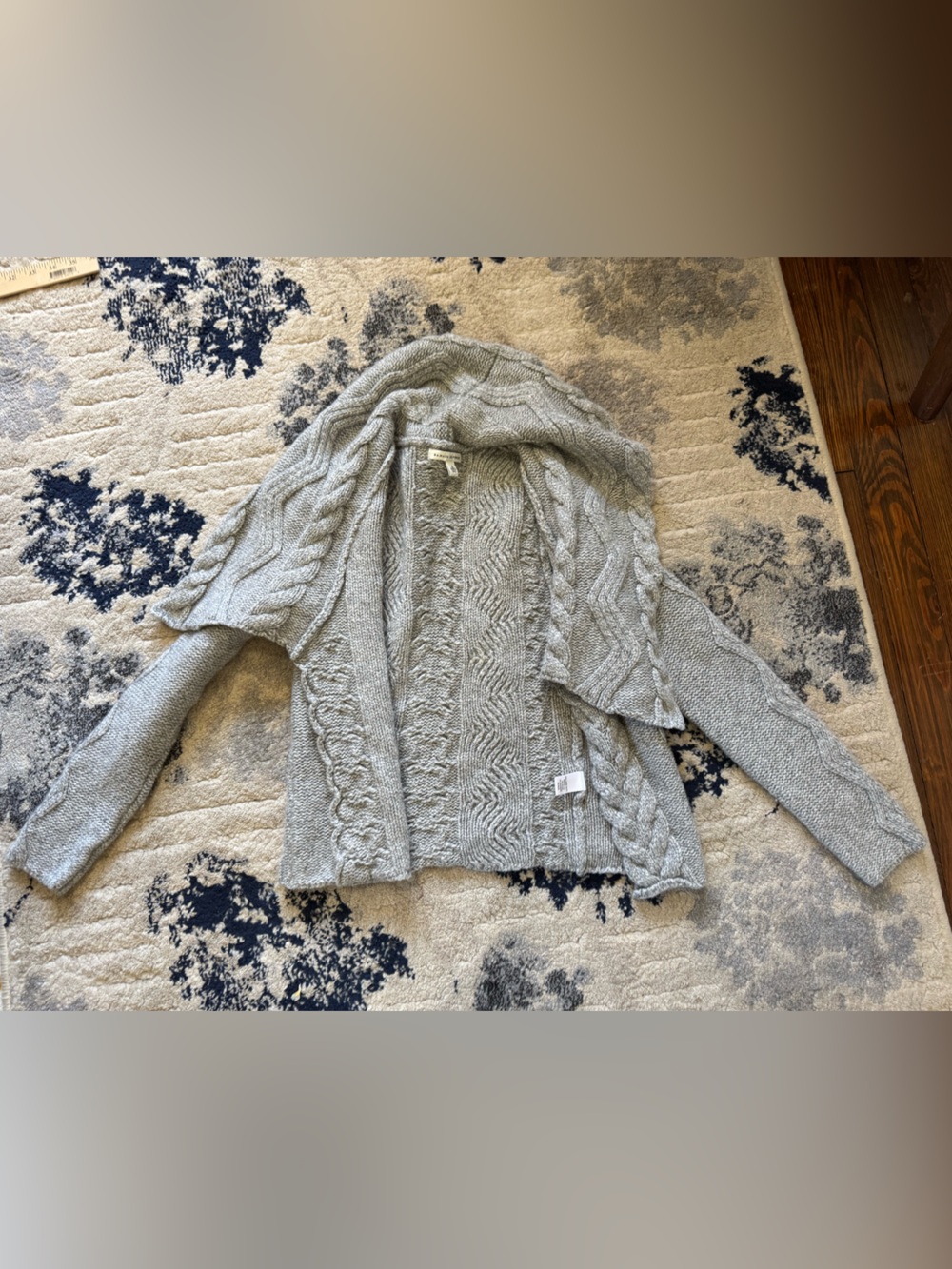 Banana Republic Light Gray Cable Knit Open Cardigan